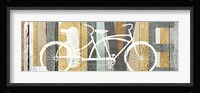 Beachscape Tandem Bicycle Love Gold Neutral Framed Print