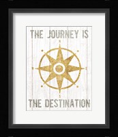 Beachscape IV Compass Quote Gold Neutral Framed Print