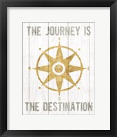 Beachscape IV Compass Quote Gold Neutral Framed Print