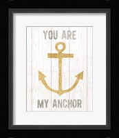 Beachscape III Anchor Quote Gold Neutral Framed Print