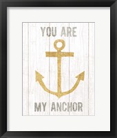 Beachscape III Anchor Quote Gold Neutral Framed Print