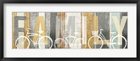 Beachscape Bicycle Family Gold Neutral Fine Art Print