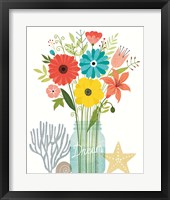 Seaside Bouquet III Mason Jar Framed Print