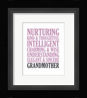 Adjectives for Grandma Framed Print