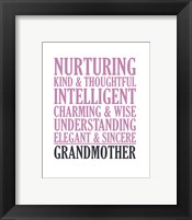 Adjectives for Grandma Framed Print