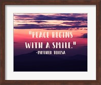 Peace Begins With a Smile - Mother Teresa Quote Fine Art Print