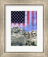 American flag and Mt Rushmore Fine Art Print