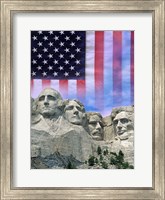 American flag and Mt Rushmore Fine Art Print