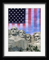 American flag and Mt Rushmore Fine Art Print