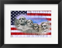 American flag and Mt Rushmore National Monument, South Dakota Fine Art Print