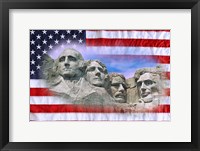 American flag and Mt Rushmore National Monument, South Dakota Fine Art Print