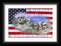 American flag and Mt Rushmore National Monument, South Dakota Fine Art Print