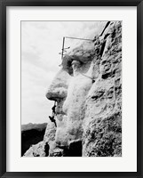 Construction of George Washington's face on Mount Rushmore, 1932 Framed Print