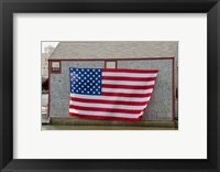 Massachusetts, Nantucket, Flag on boathouse Fine Art Print