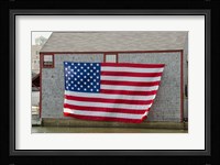 Massachusetts, Nantucket, Flag on boathouse Fine Art Print