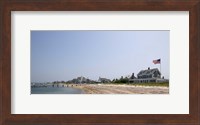 Beach with buildings in the background, Jetties Beach, Nantucket, Massachusetts Fine Art Print