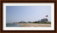 Beach with buildings in the background, Jetties Beach, Nantucket, Massachusetts Fine Art Print