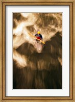 Birds-eye view of kayaker on Androscoggin River, blurred motion, New Hampshire Fine Art Print