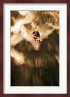Birds-eye view of kayaker on Androscoggin River, blurred motion, New Hampshire Fine Art Print