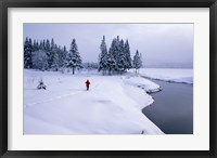 Snowshoeing on the Shores of Second Connecticut Lake, Northern Forest, New Hampshire Fine Art Print