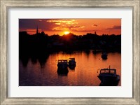 Sunset on Boats in Portsmouth Harbor, New Hampshire Fine Art Print