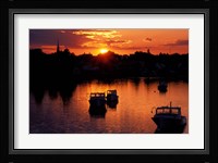 Sunset on Boats in Portsmouth Harbor, New Hampshire Fine Art Print