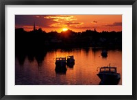 Sunset on Boats in Portsmouth Harbor, New Hampshire Fine Art Print