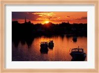 Sunset on Boats in Portsmouth Harbor, New Hampshire Fine Art Print