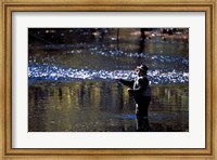 Fly Fisherman on the Lamprey River Below Wiswall Dam, New Hampshire Fine Art Print