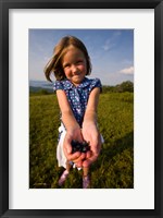 Child, blueberries, Alton, New Hampshire Fine Art Print