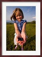 Child, blueberries, Alton, New Hampshire Fine Art Print