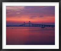 The Newport Bridge at sunset, Newport, Rhode Island Framed Print