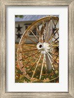 New Hampshire, Lake Winnipesaukee, Moultonborough, old wagon wheel Fine Art Print