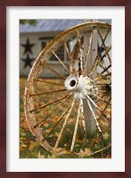 New Hampshire, Lake Winnipesaukee, Moultonborough, old wagon wheel Fine Art Print