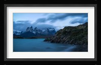 Lake with Mountain, Lake Pehoe, Torres de Paine National Park, Patagonia, Chile Fine Art Print