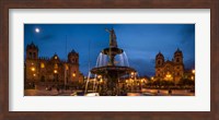 Fountain at La Catedral, Plaza De Armas, Cusco City, Peru Fine Art Print