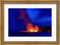 Lava Flowing Into Ocean, Hawaii Volcanoes National Park, Big Island, Hawaii Fine Art Print