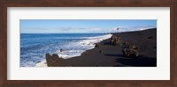 Elevated View of Beach, Keawaiki Bay, Black Sand Beach, Kohala, Big Island, Hawaii Fine Art Print