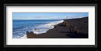 Elevated View of Beach, Keawaiki Bay, Black Sand Beach, Kohala, Big Island, Hawaii Fine Art Print