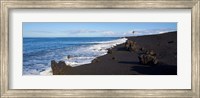 Elevated View of Beach, Keawaiki Bay, Black Sand Beach, Kohala, Big Island, Hawaii Fine Art Print