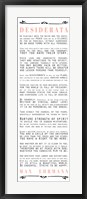 Desiderata Bus Roll Black and Peach Text Fine Art Print