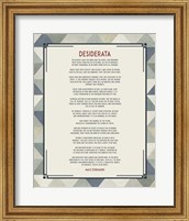 Desiderata Triangle Pattern Frame Blue Fine Art Print