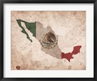 Map with Flag Overlay Mexico Fine Art Print