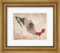 Map with Flag Overlay Mexico Fine Art Print