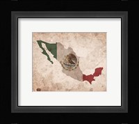 Map with Flag Overlay Mexico Fine Art Print