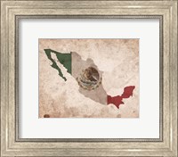 Map with Flag Overlay Mexico Fine Art Print