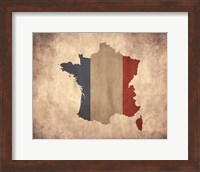 Map with Flag Overlay France Fine Art Print