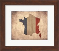 Map with Flag Overlay France Fine Art Print