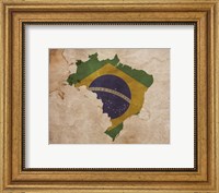 Map with Flag Overlay Brazil Fine Art Print