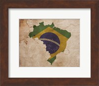 Map with Flag Overlay Brazil Fine Art Print